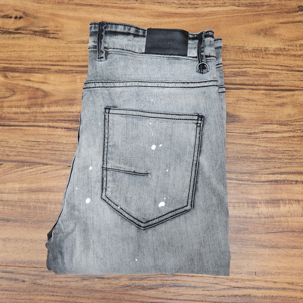 American Eagle Extreme Flex 4 Skinny Jeans Men 32x33 Black Splatter Ankle Zip